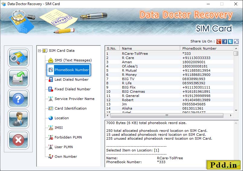  view recovered phonebook numbers